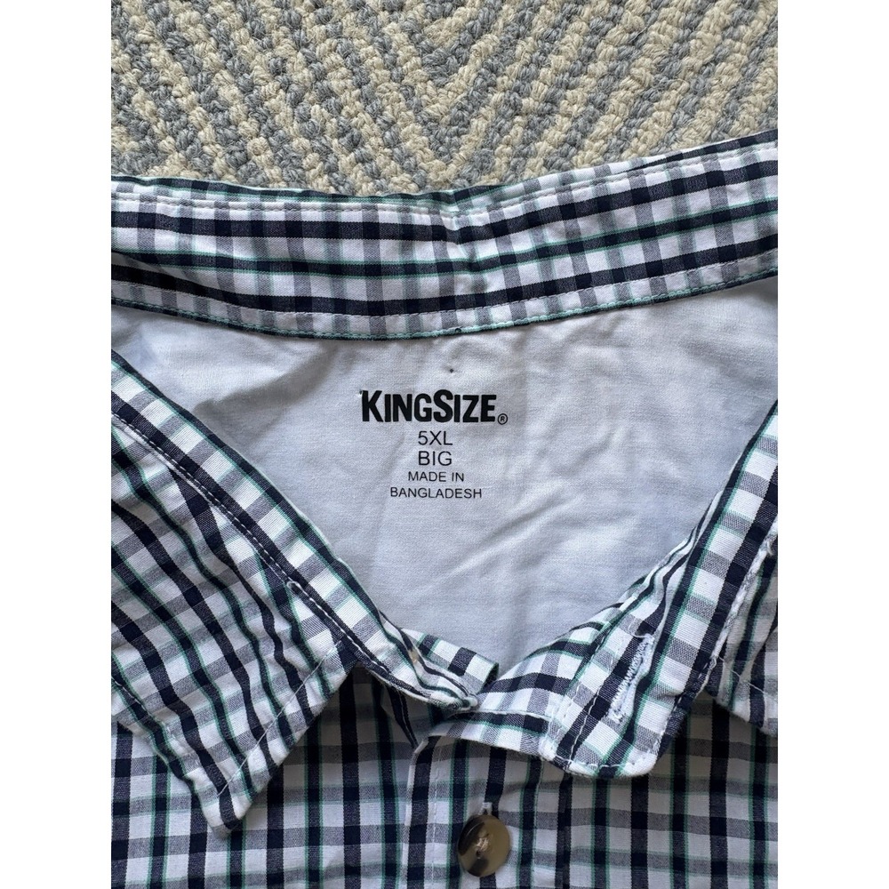 King Size Short Sleeve Button Shirt - White/Black/Gray/Green - 5XL Big - Picture 3 of 4